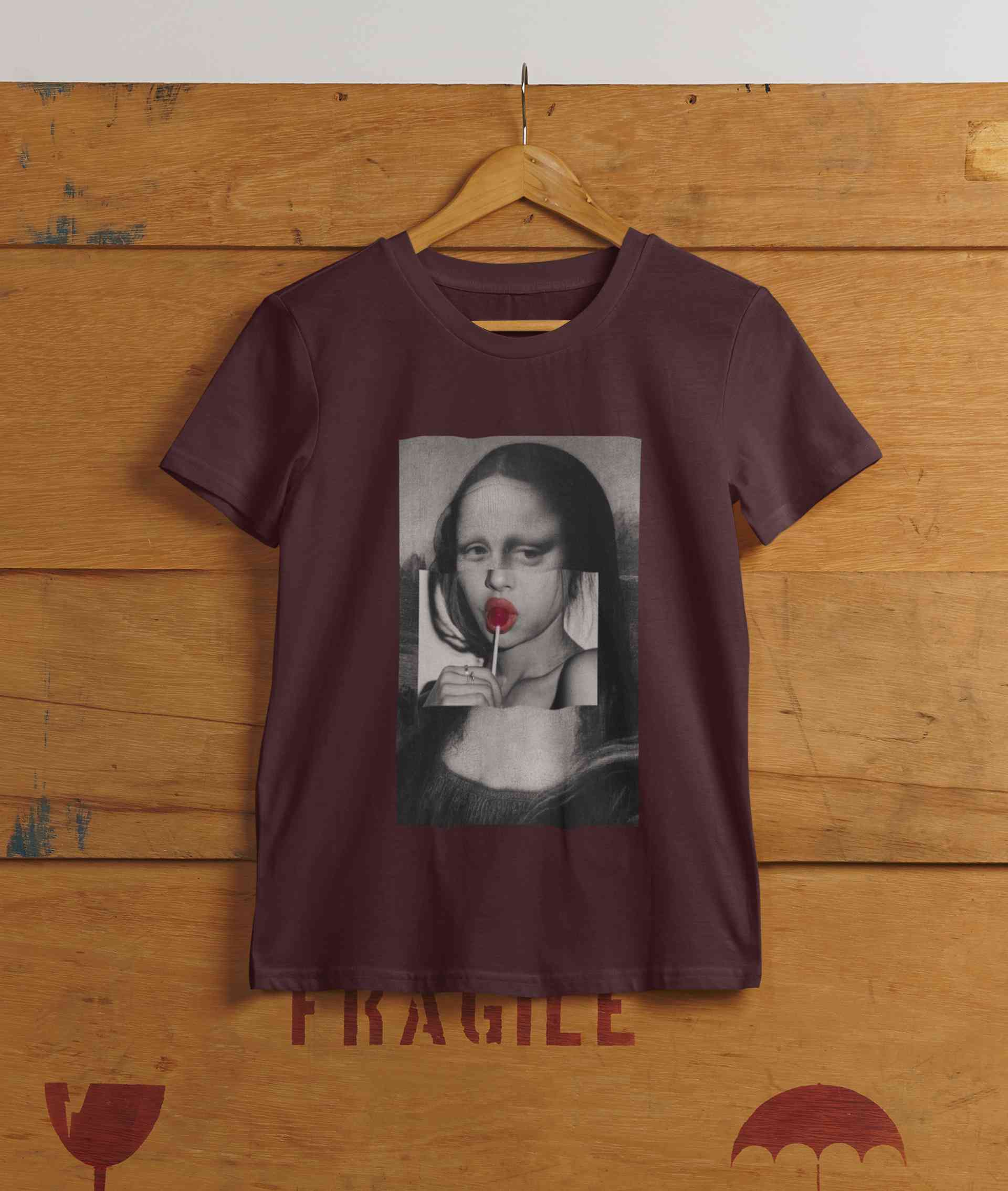 Lollipop Mona Lisa Women Half Sleeves T-shirt- FunkyTeesClub