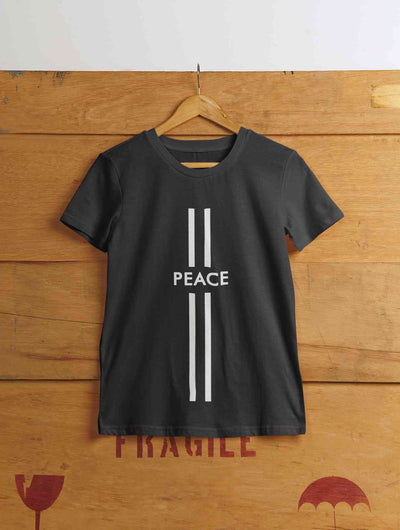Strip Peace Women Half Sleeves T-shirt- FunkyTeesClub