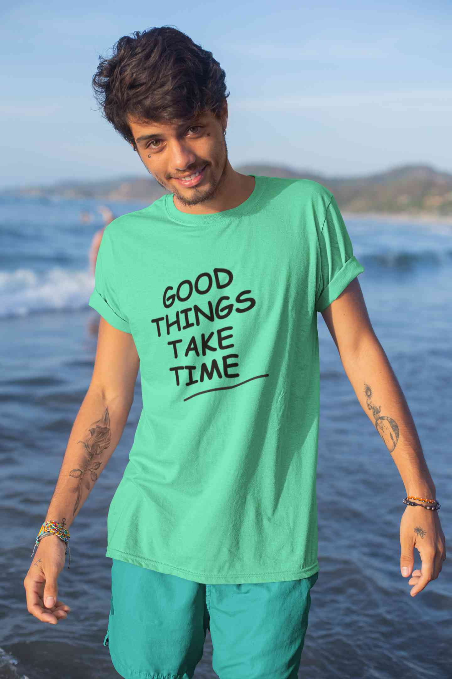 Good Things Take Time Mens Half Sleeves T-shirt- FunkyTeesClub