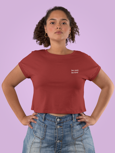 Be Cool Be Kind Minimals Women Crop Top- FunkyTeesClub