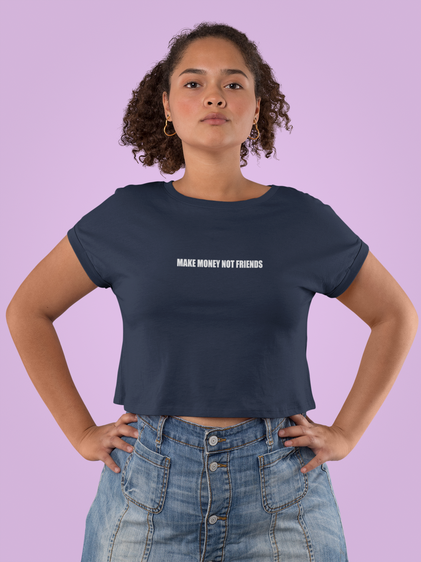 Make Money Not Friends Quotes Women Crop Top- FunkyTeesClub
