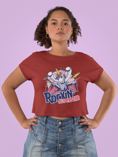 Rockin Superstar Women Crop Top- FunkyTeesClub