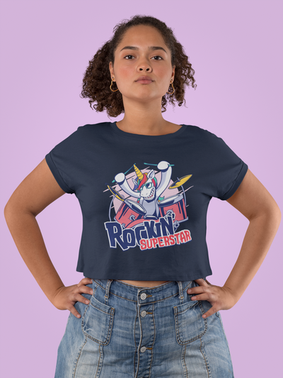 Rockin Superstar Women Crop Top- FunkyTeesClub