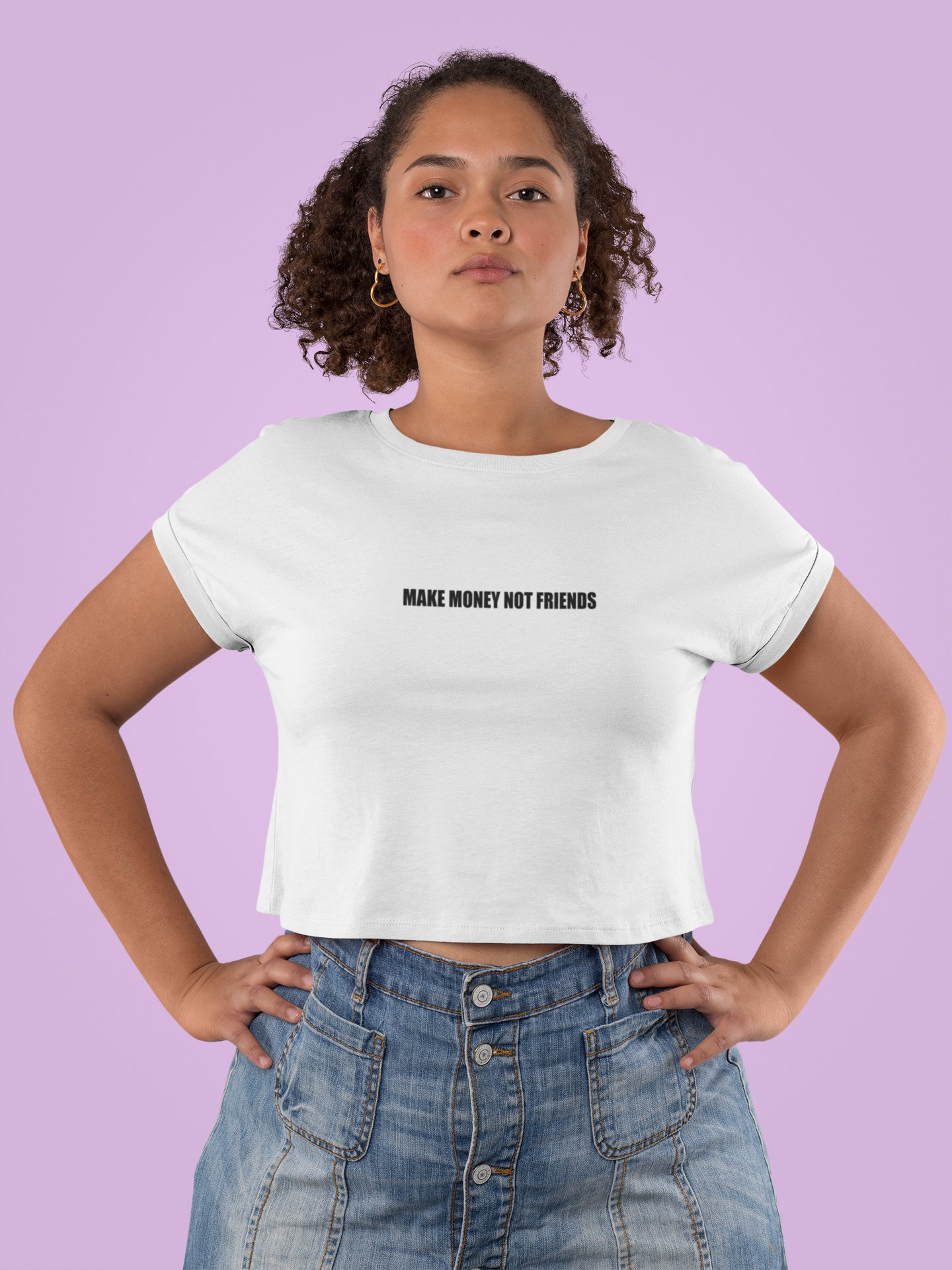 Make Money Not Friends Quotes Women Crop Top- FunkyTeesClub