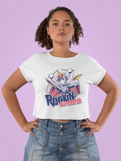 Rockin Superstar Women Crop Top- FunkyTeesClub