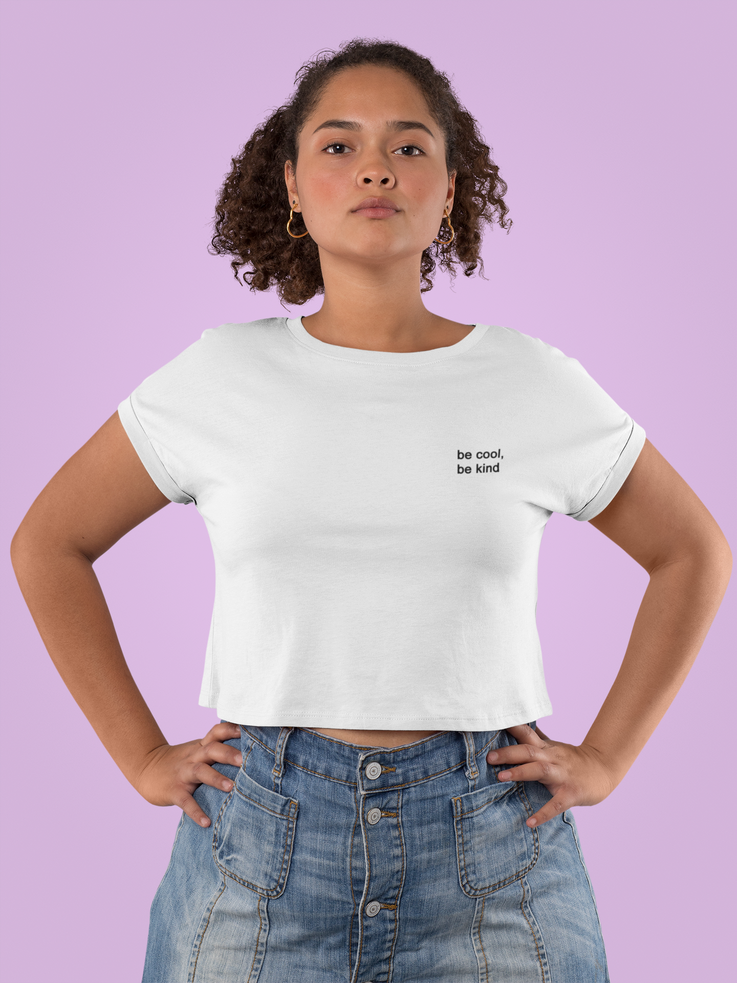 Be Cool Be Kind Minimals Women Crop Top- FunkyTeesClub
