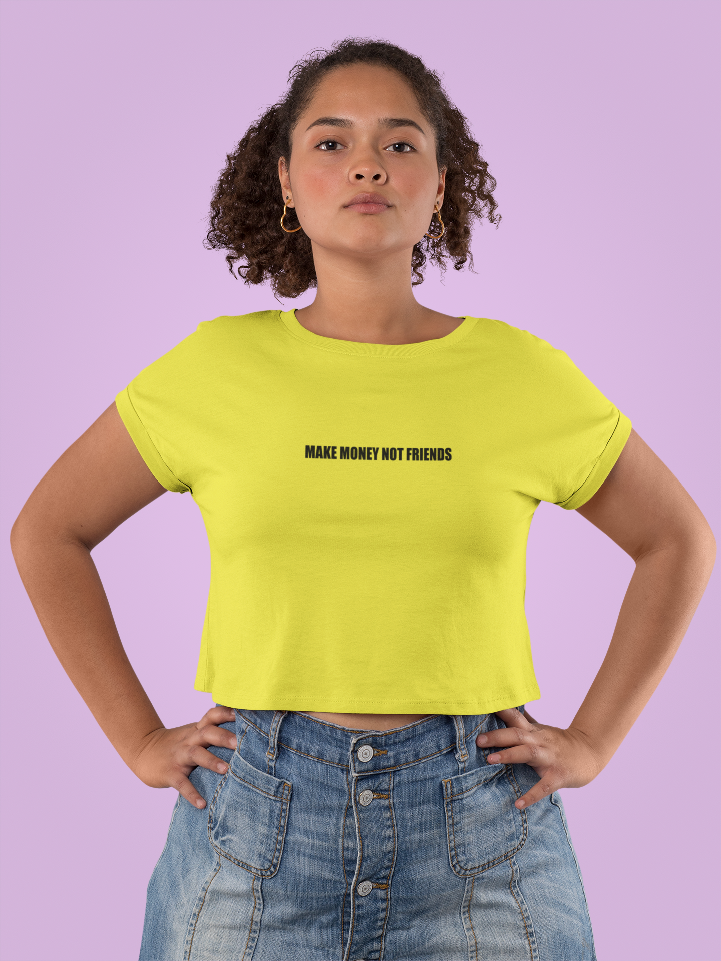 Make Money Not Friends Quotes Women Crop Top- FunkyTeesClub