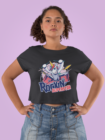 Rockin Superstar Women Crop Top- FunkyTeesClub