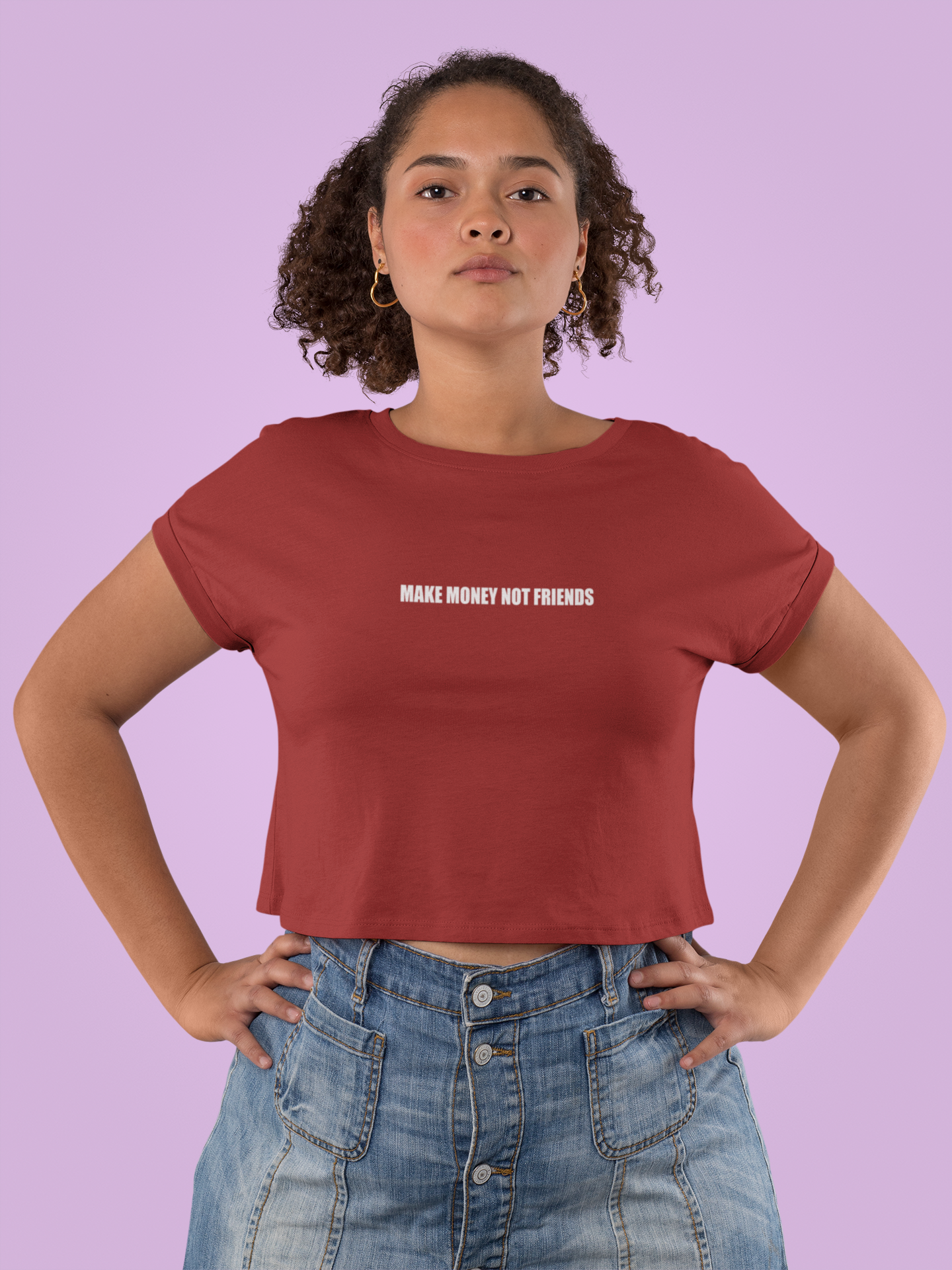 Make Money Not Friends Quotes Women Crop Top- FunkyTeesClub