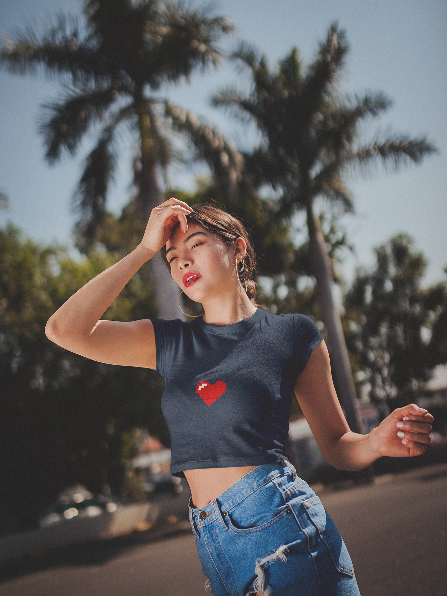 8 Bit Heart Minimals Women Crop Top- FunkyTeesClub