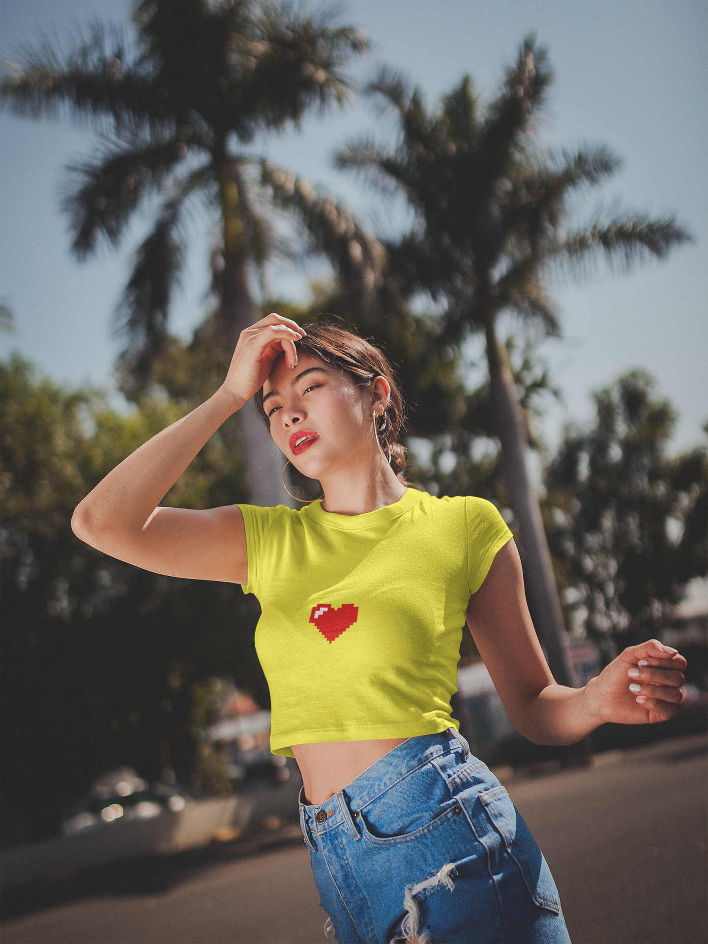 8 Bit Heart Minimals Women Crop Top- FunkyTeesClub