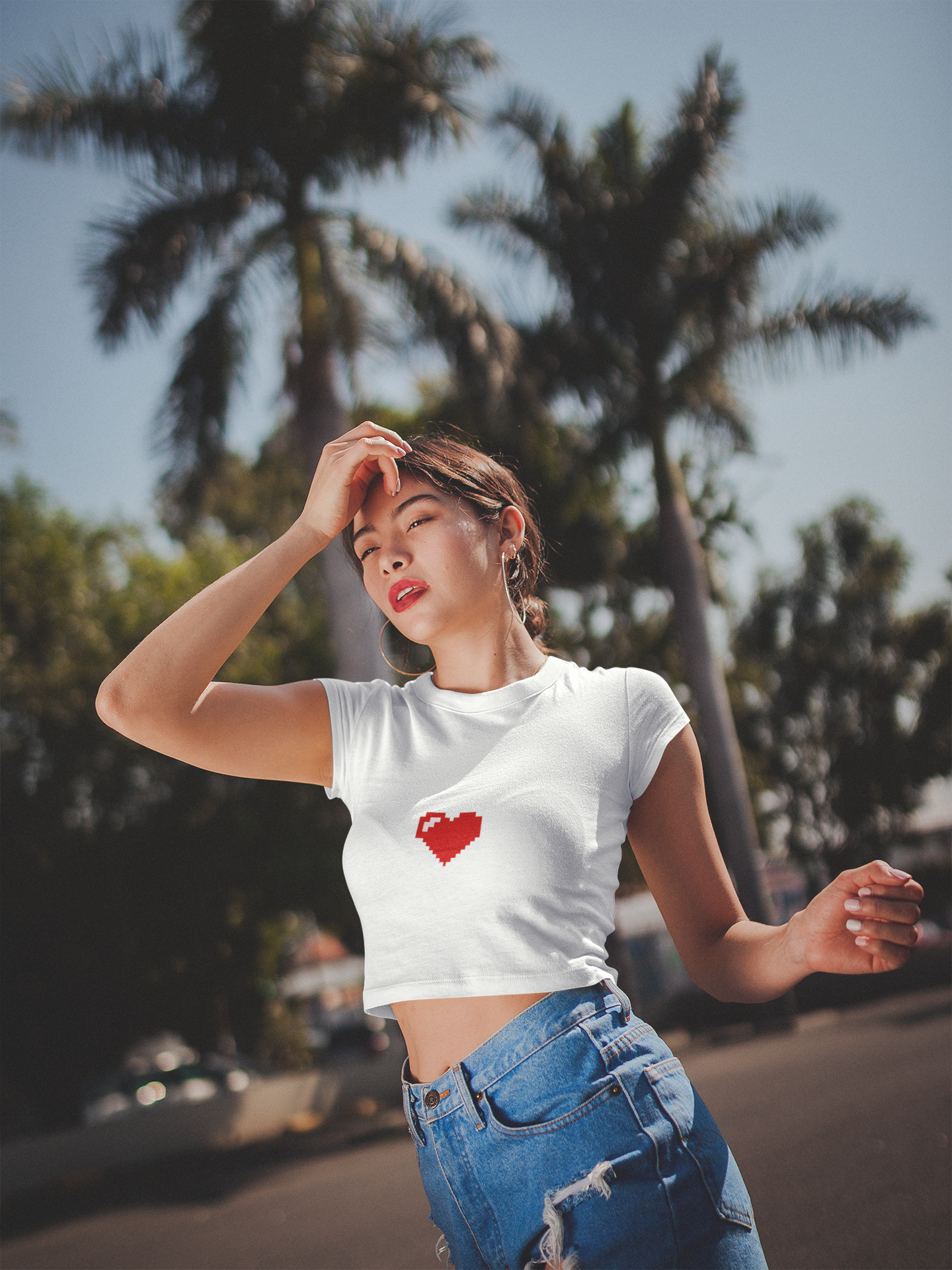 8 Bit Heart Minimals Women Crop Top- FunkyTeesClub