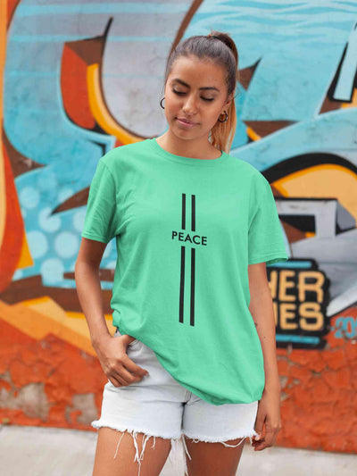 Strip Peace Women Half Sleeves T-shirt- FunkyTeesClub