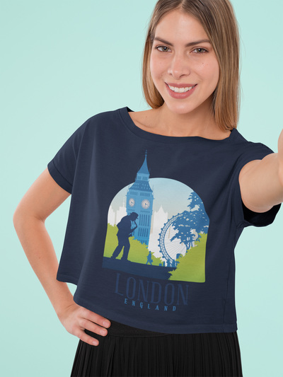London Skyline Women Crop Top- FunkyTeesClub