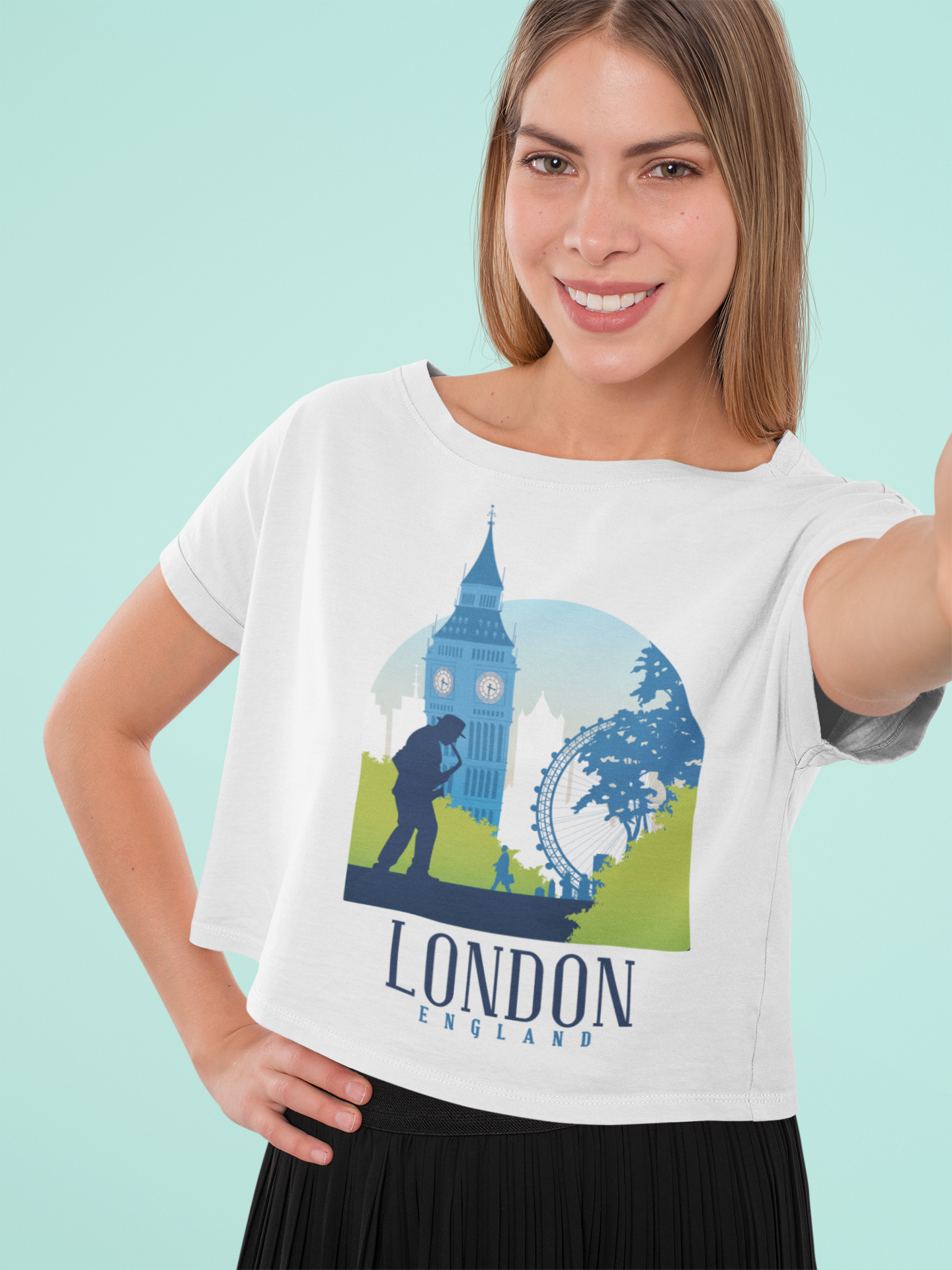London Skyline Women Crop Top- FunkyTeesClub