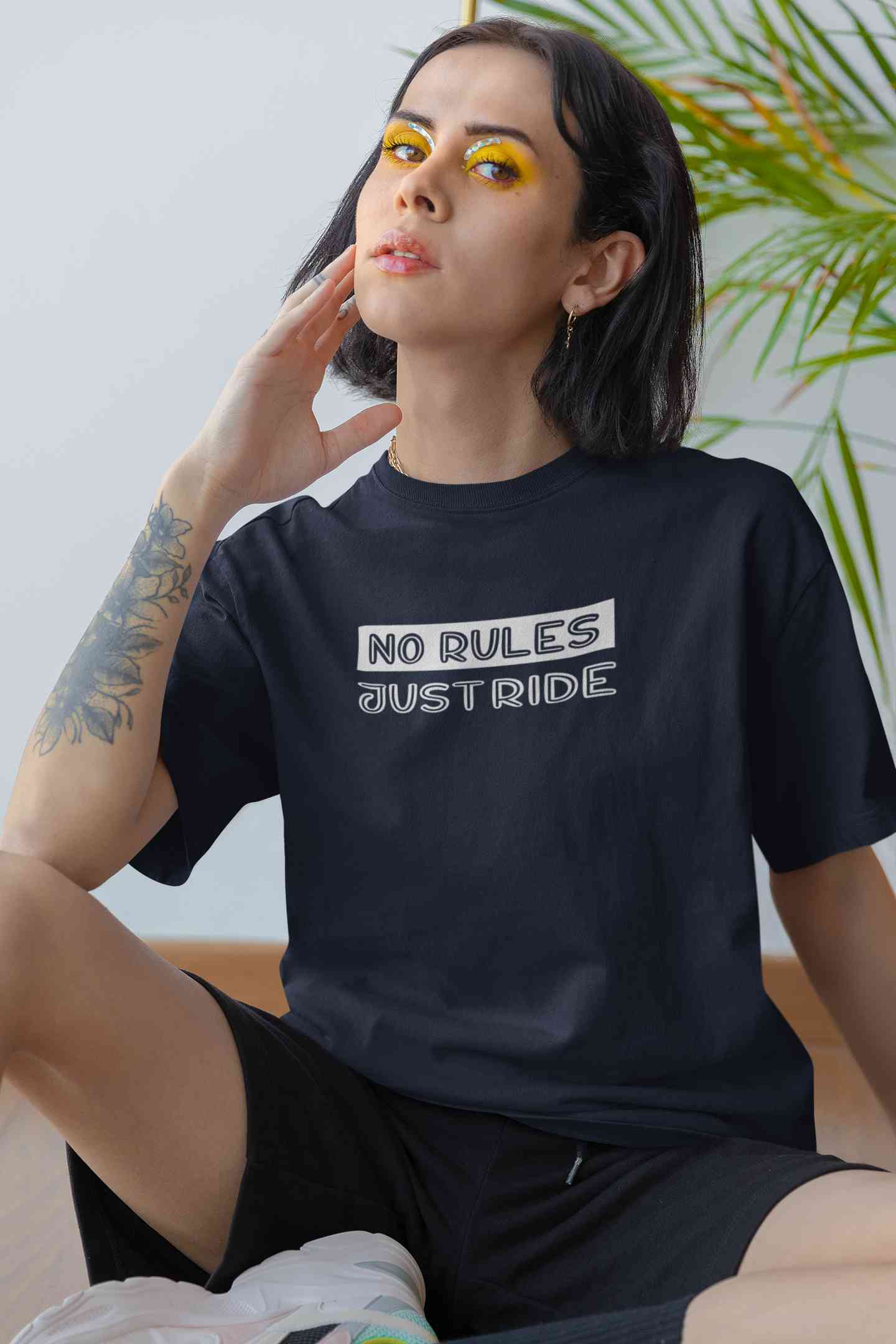 No Rules Just Ride Women Half Sleeves T-shirt- FunkyTeesClub