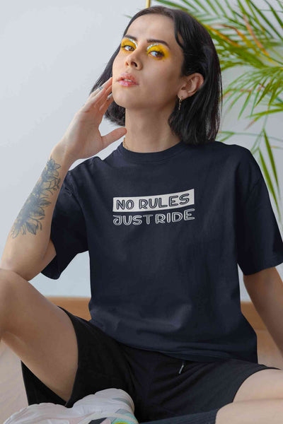 No Rules Just Ride Women Half Sleeves T-shirt- FunkyTeesClub