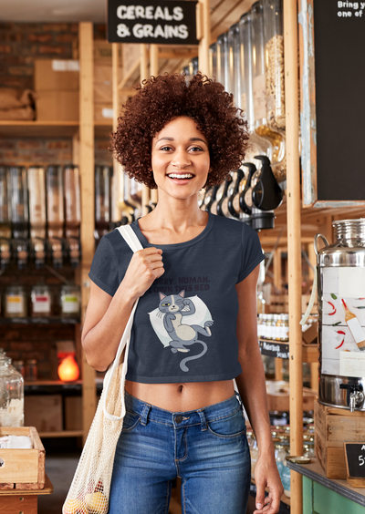 Sleepy Cat Month Women Crop Top- FunkyTeesClub