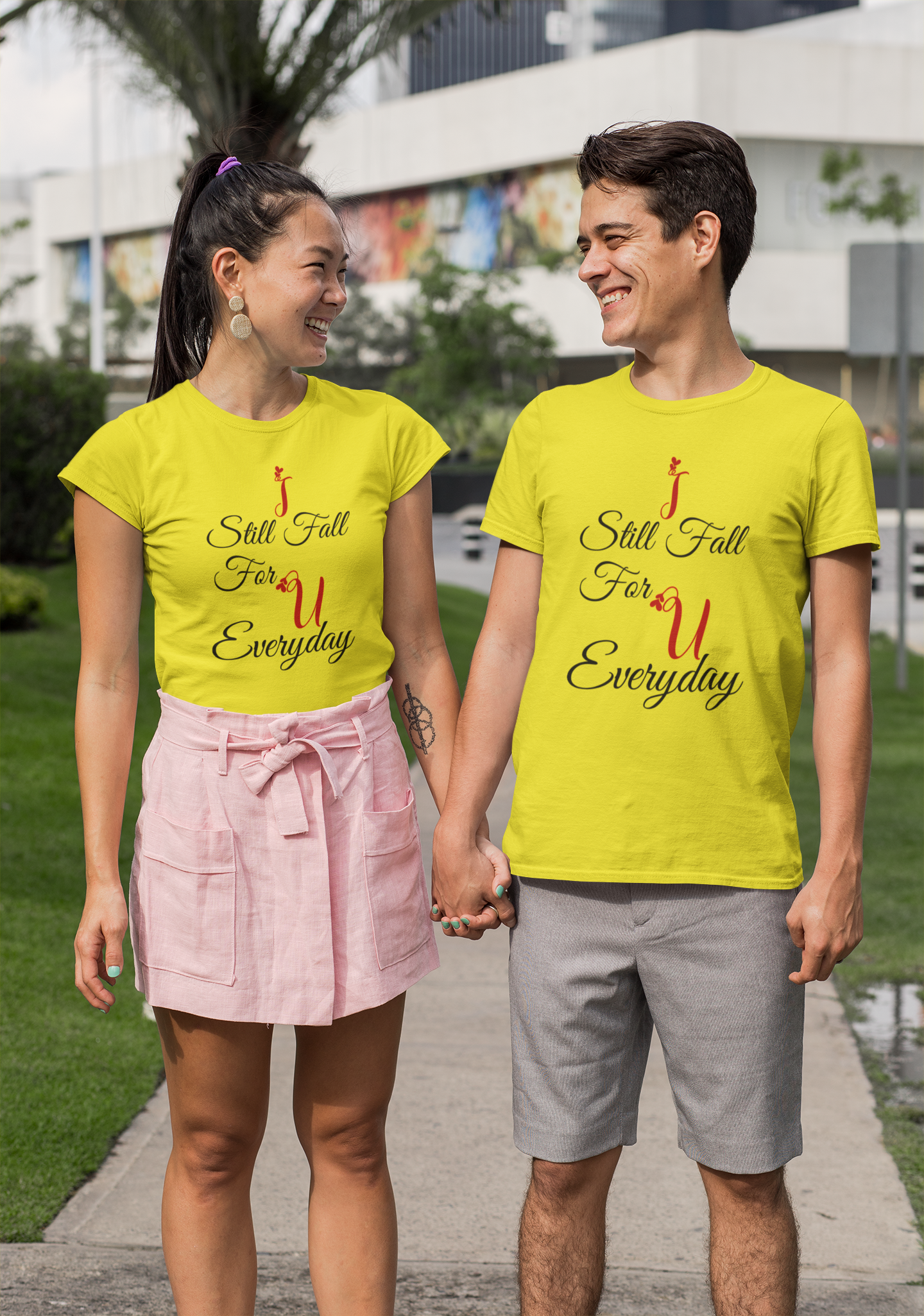 I Still Fall For U Everyday Couple Half Sleeves T-Shirts -FunkyTeesClub