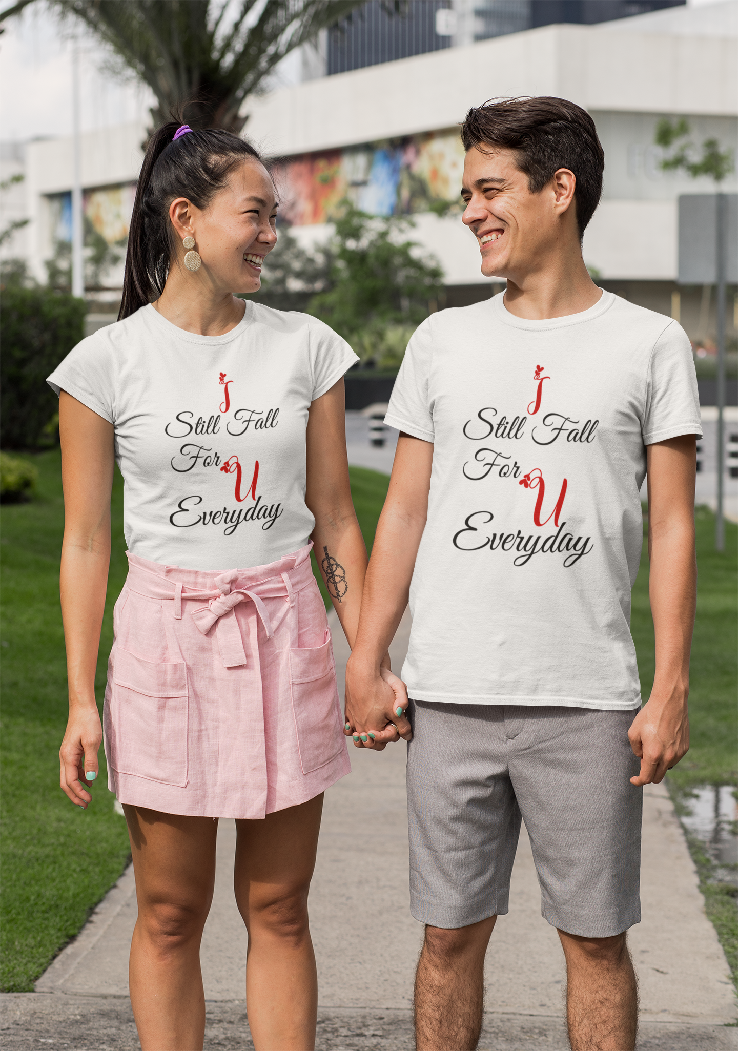 I Still Fall For U Everyday Couple Half Sleeves T-Shirts -FunkyTeesClub