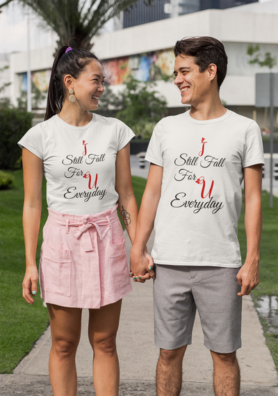I Still Fall For U Everyday Couple Half Sleeves T-Shirts -FunkyTeesClub