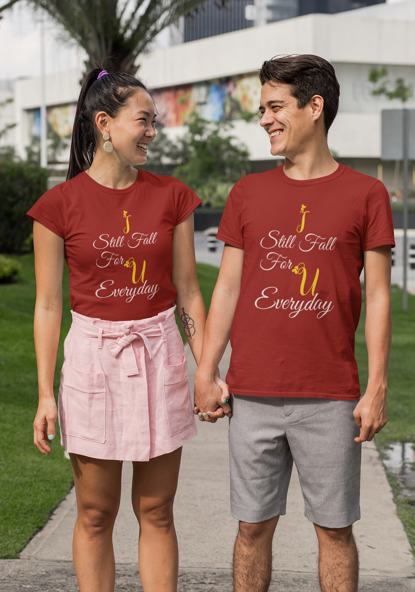I Still Fall For U Everyday Couple Half Sleeves T-Shirts -FunkyTeesClub