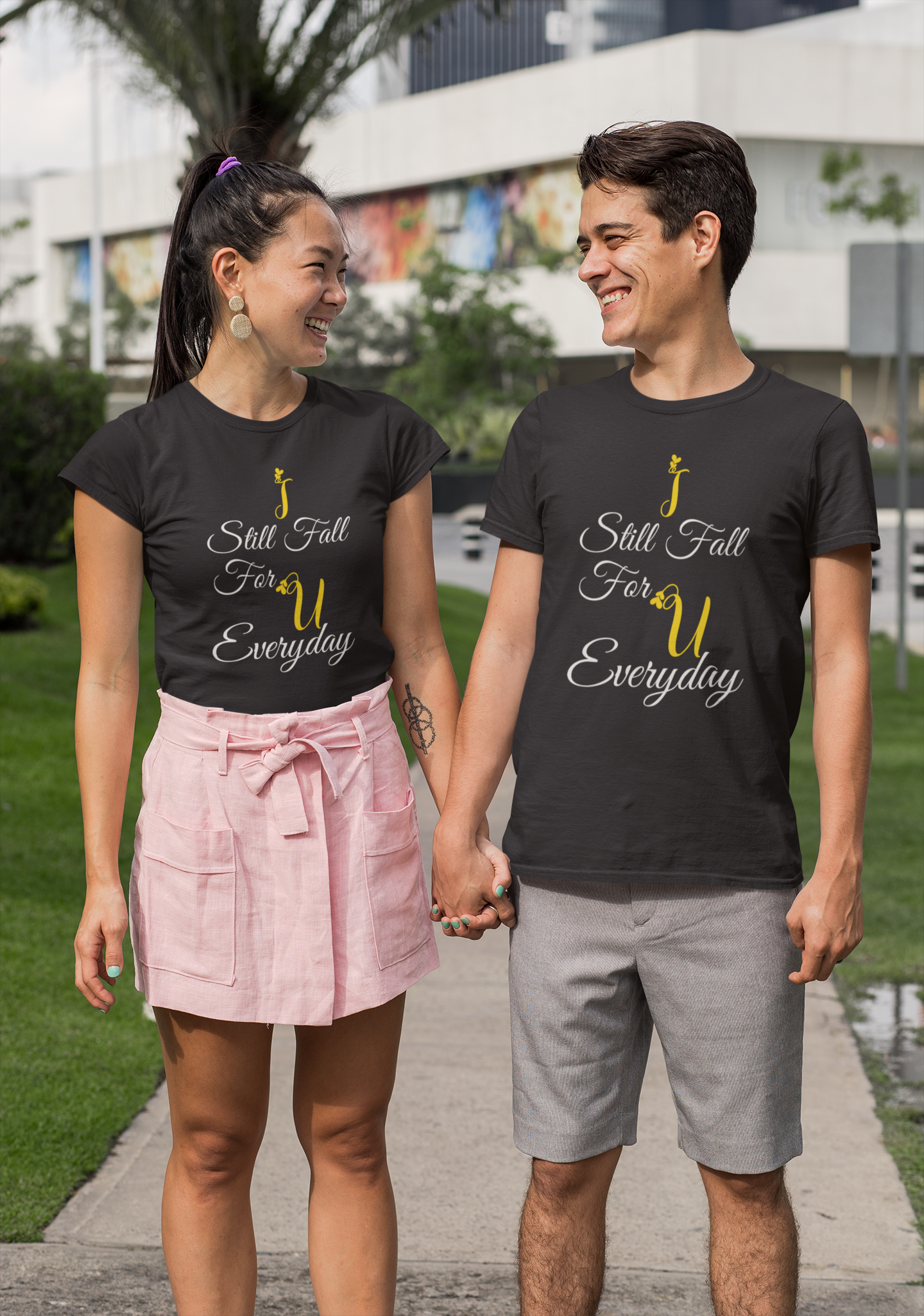 I Still Fall For U Everyday Couple Half Sleeves T-Shirts -FunkyTeesClub