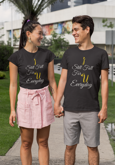 I Still Fall For U Everyday Couple Half Sleeves T-Shirts -FunkyTeesClub