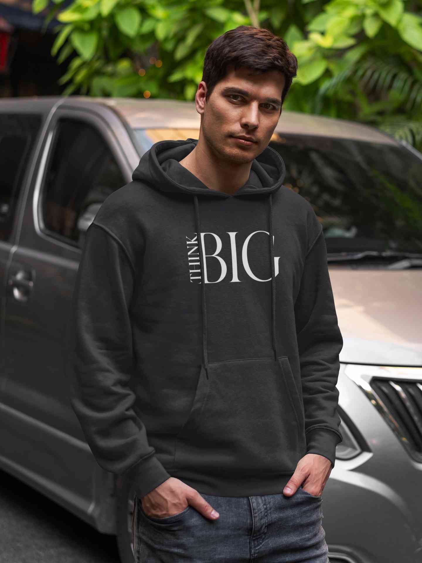 Think Big Typography Men Hoodies-FunkyTeesClub
