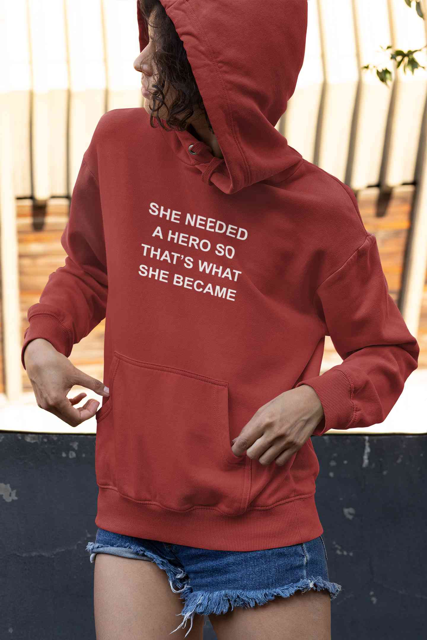 She Needed A Hero Typography Hoodies for Women-FunkyTeesClub