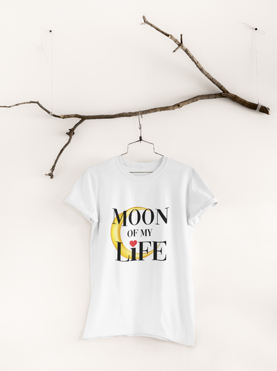 Moon Of My Life Couple Half Sleeves T-Shirts -FunkyTeesClub