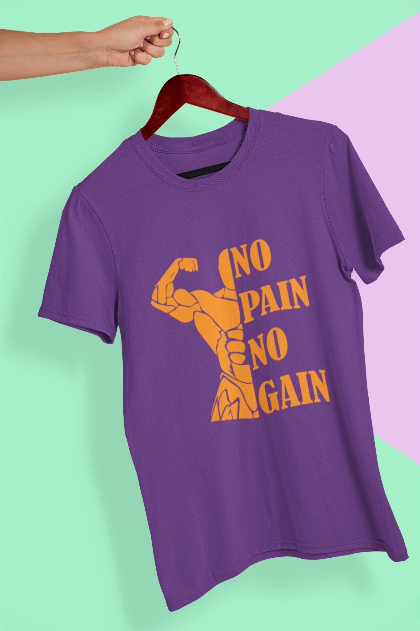 No Pain No Gain Gym And Workout Mens Half Sleeves T-shirt- FunkyTeesClub - Funky Tees Club