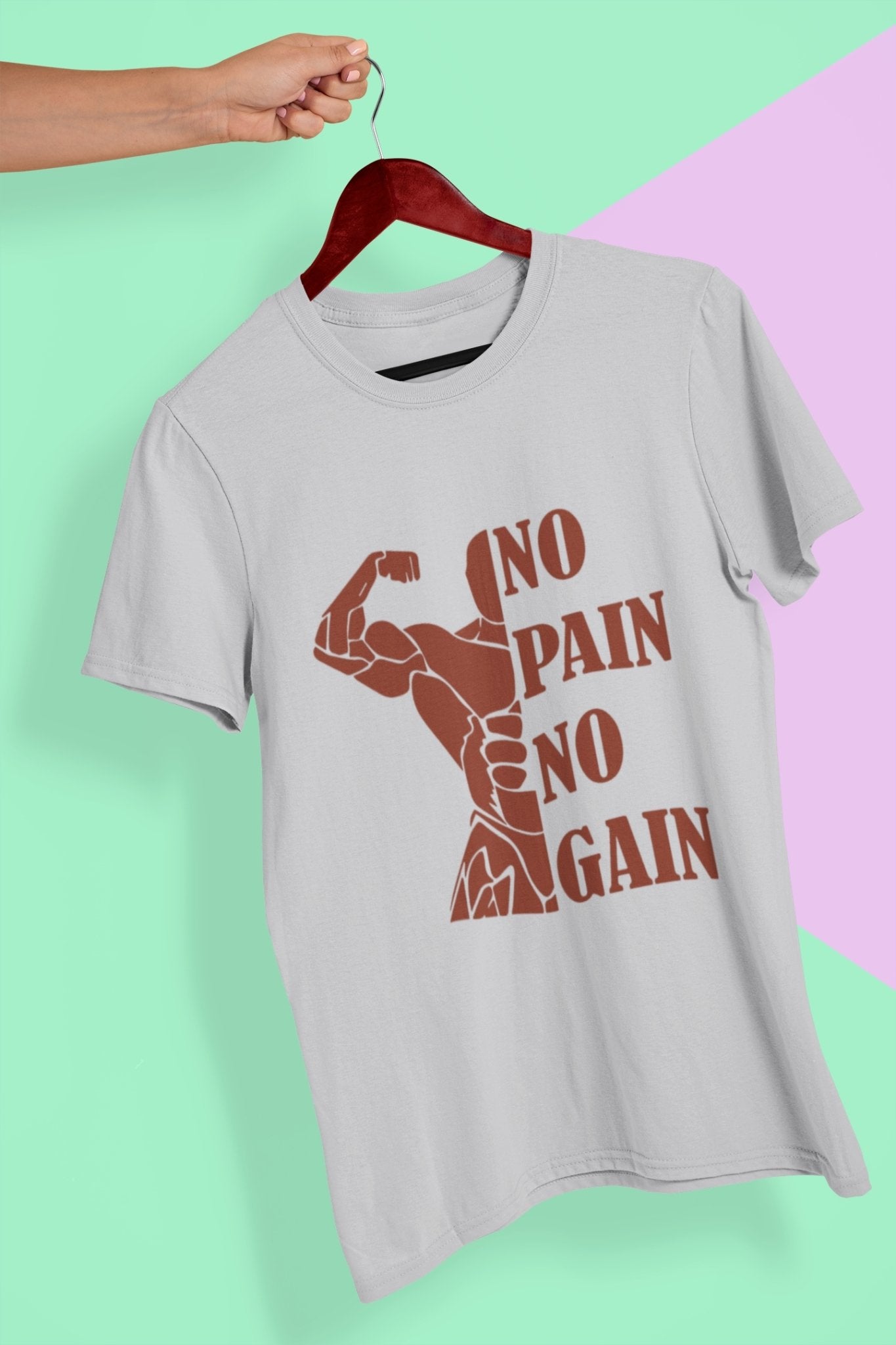 No Pain No Gain Gym And Workout Mens Half Sleeves T-shirt- FunkyTeesClub - Funky Tees Club