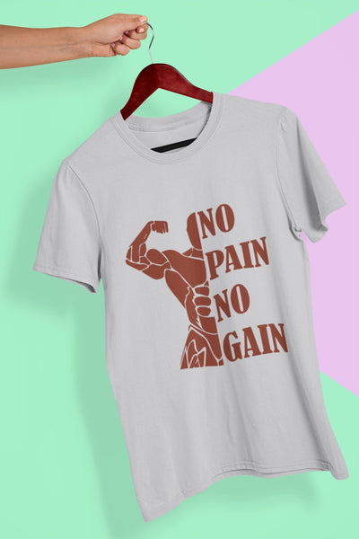 No Pain No Gain Gym And Workout Mens Half Sleeves T-shirt- FunkyTeesClub - Funky Tees Club