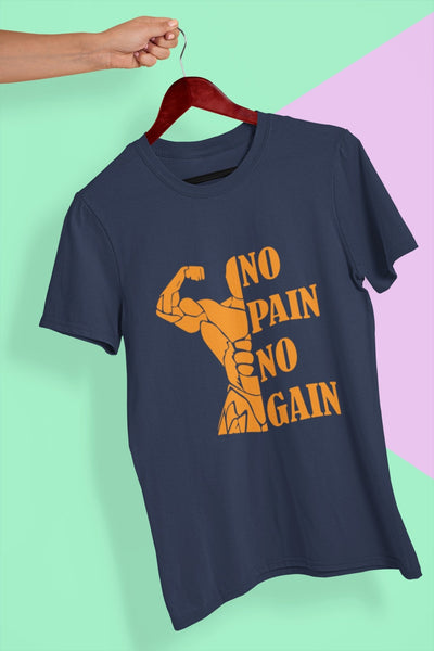 No Pain No Gain Gym And Workout Women Half Sleeves T-shirt- FunkyTeesClub - Funky Tees Club