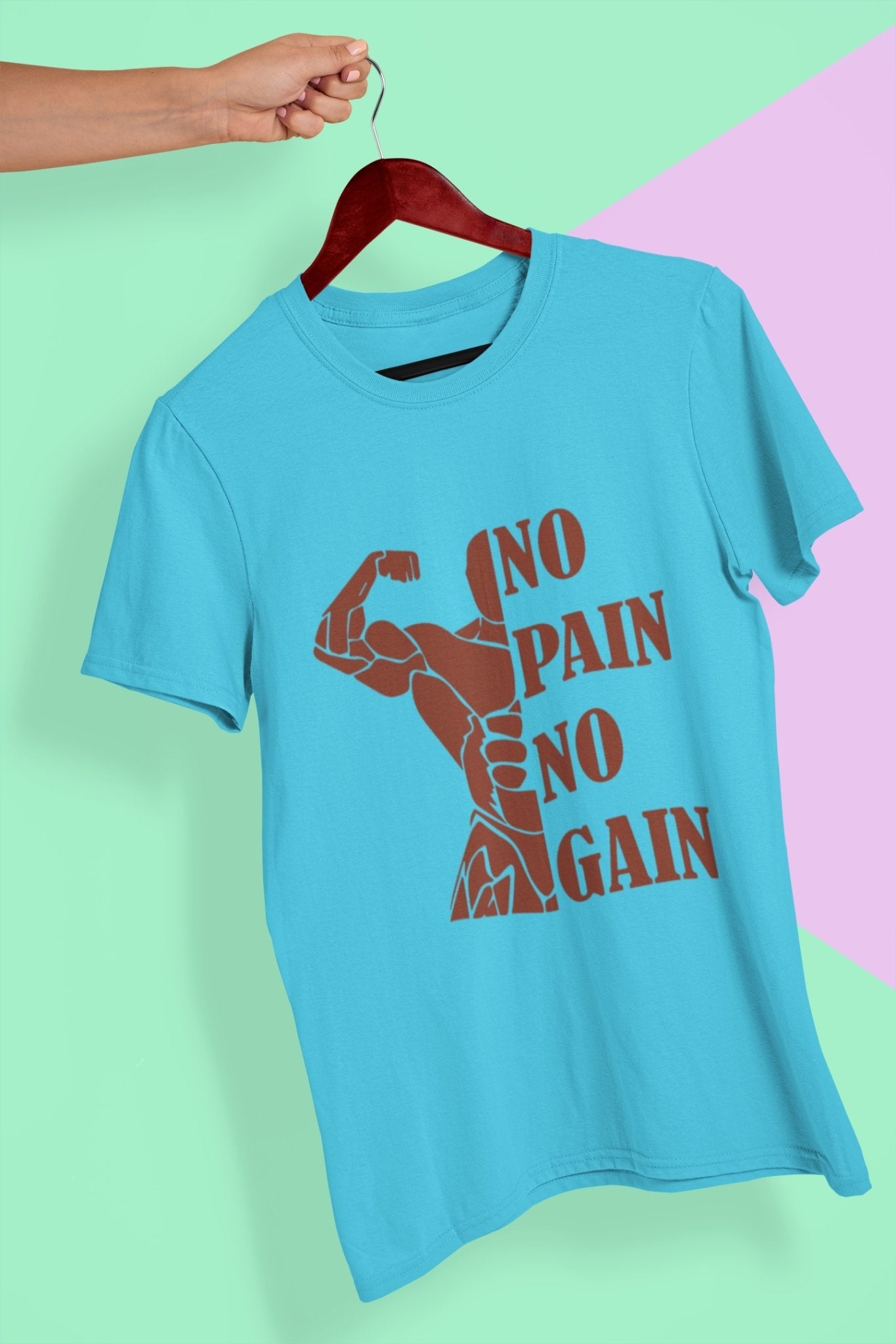 No Pain No Gain Gym And Workout Women Half Sleeves T-shirt- FunkyTeesClub - Funky Tees Club