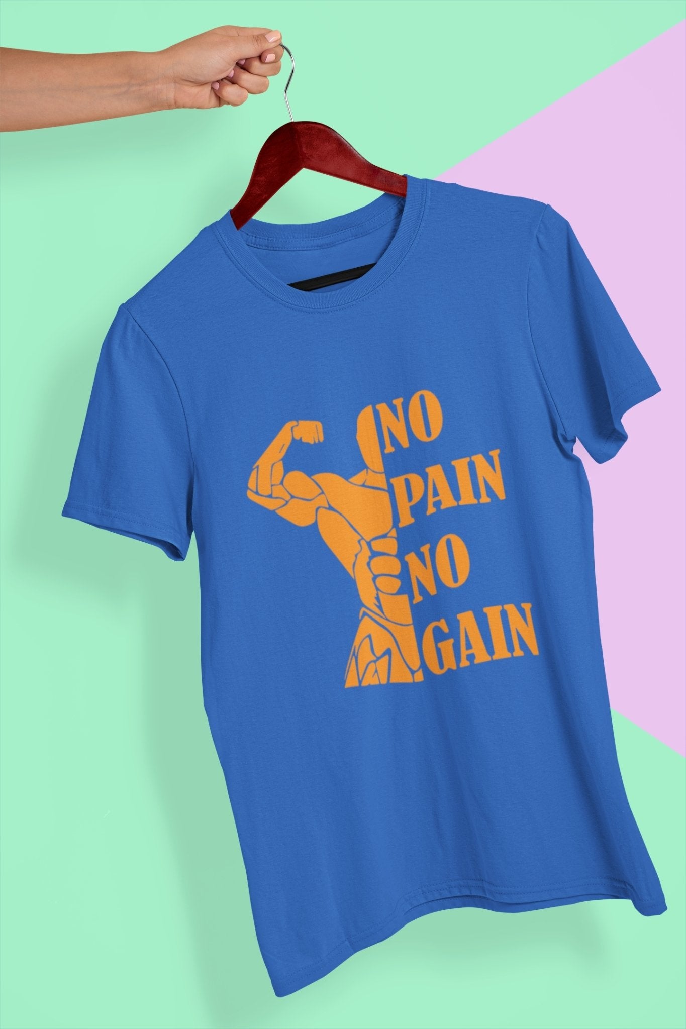 No Pain No Gain Gym And Workout Women Half Sleeves T-shirt- FunkyTeesClub - Funky Tees Club