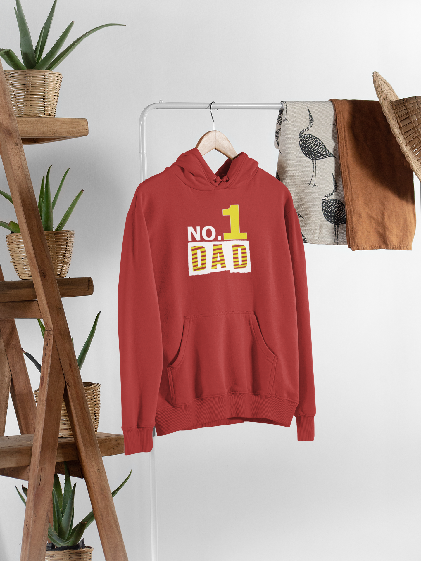 No 1 Dad Father and Son Red Matching Hoodies- FunkyTeesClub