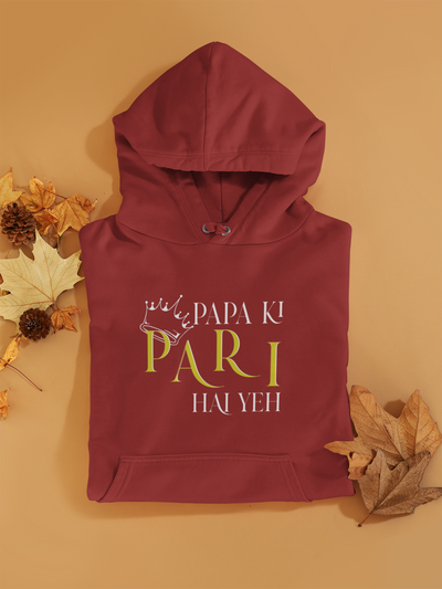 Papa Ki Pari Hu Mai Father and Daughter Red Matching Hoodies- FunkyTeesClub