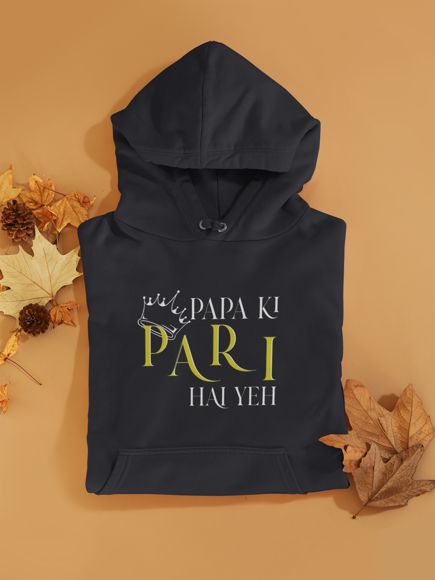 Papa Ki Pari Hu Mai Father and Daughter Black Matching Hoodies- FunkyTeesClub