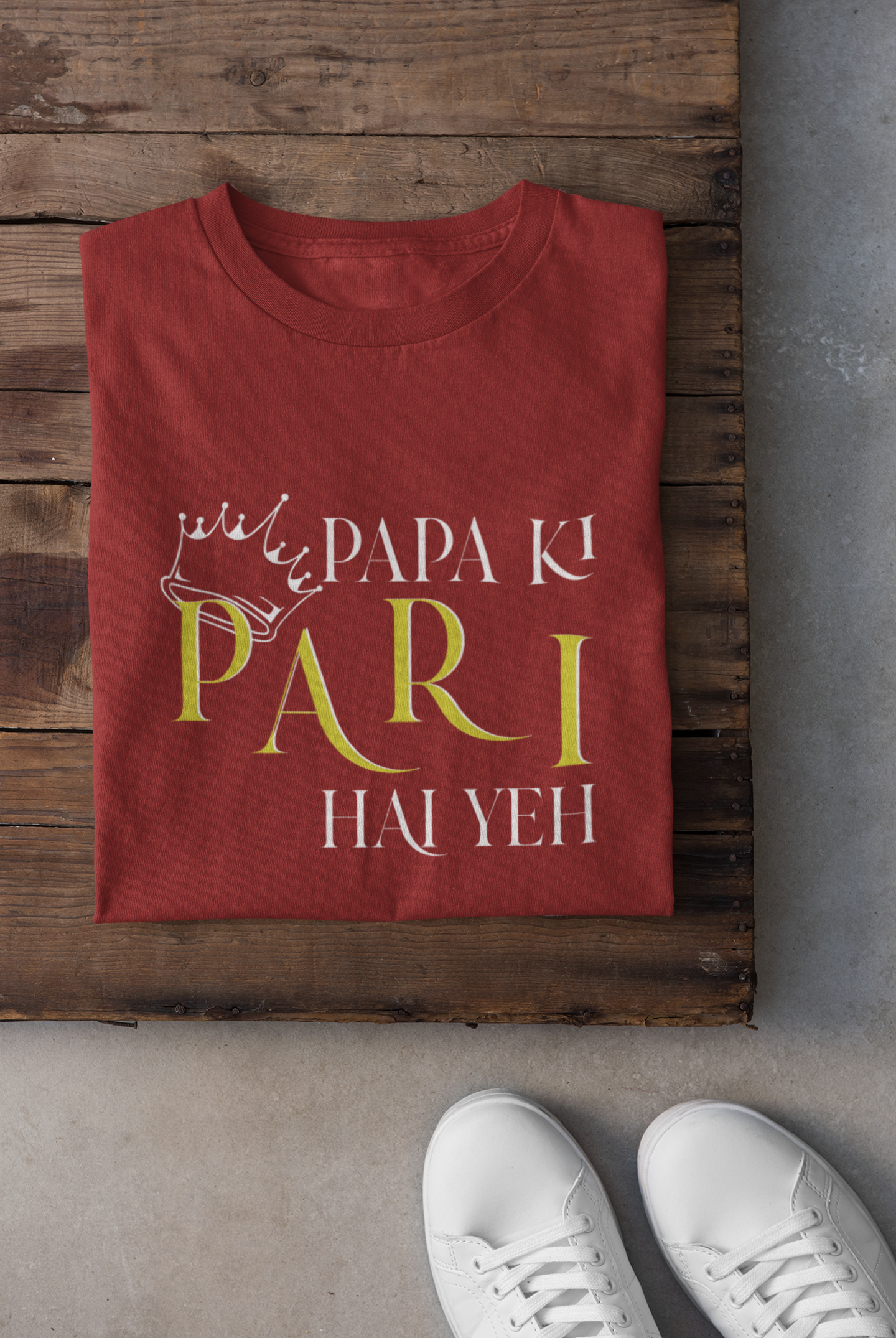 Papa Ki Pari Hu Mai Father and Daughter Red Matching T-Shirt- FunkyTeesClub