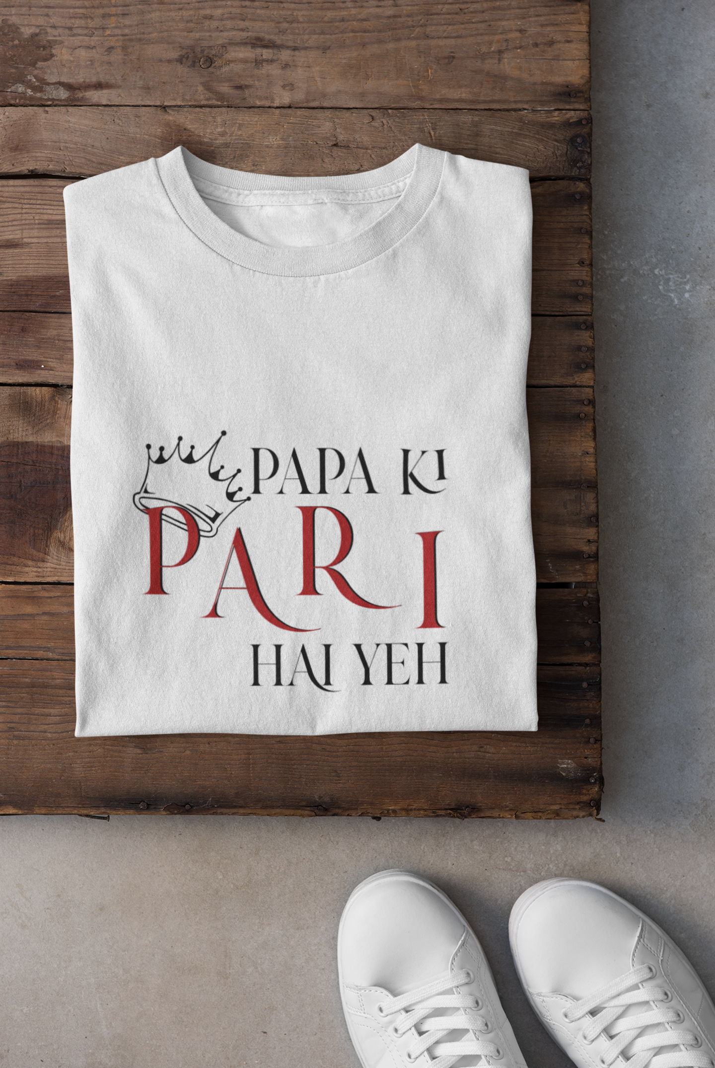 Papa Ki Pari Hu Mai Father and Daughter White Matching T-Shirt- FunkyTeesClub