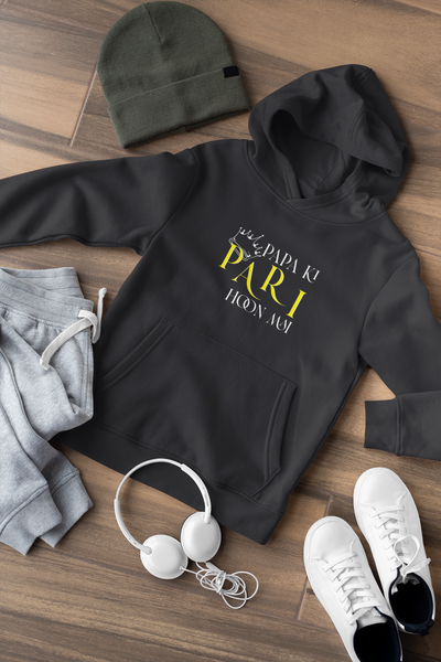 Papa Ki Pari Hu Mai Father and Daughter Black Matching Hoodies- FunkyTeesClub