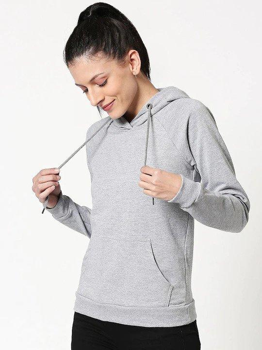 Plain Grey Hoodie Sweatshirt for Women -FunkyTeesClub - Funky Tees Club