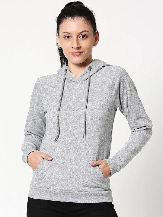 Plain Grey Hoodie Sweatshirt for Women -FunkyTeesClub - Funky Tees Club