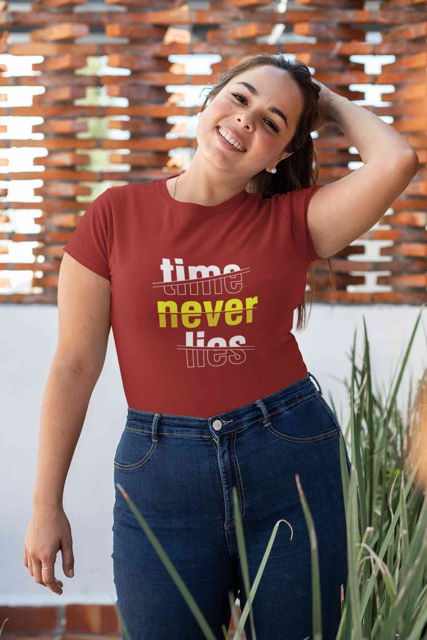 Time Never Lies Typography Women Half Sleeves T-shirt- FunkyTeesClub