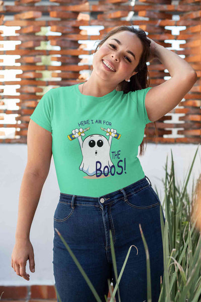 Here For The Boos Women Half Sleeves T-shirt- FunkyTeesClub