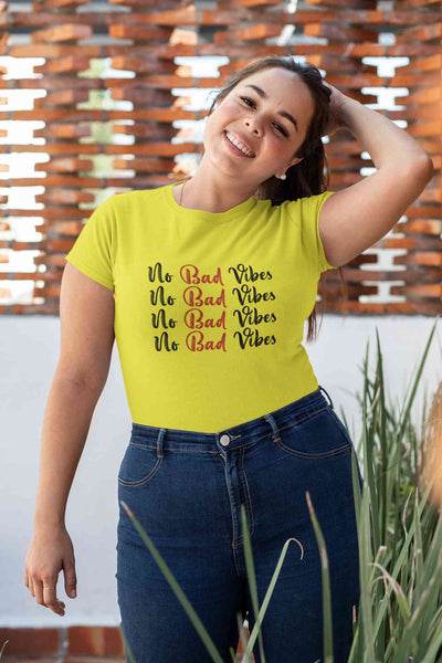 No Bad Vibes Women Half Sleeves T-shirt- FunkyTeesClub