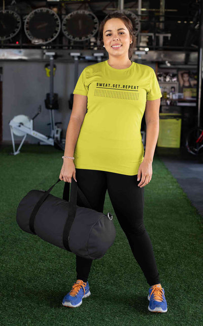 Sweat Set Repeat Women Half Sleeves T-shirt- FunkyTeesClub