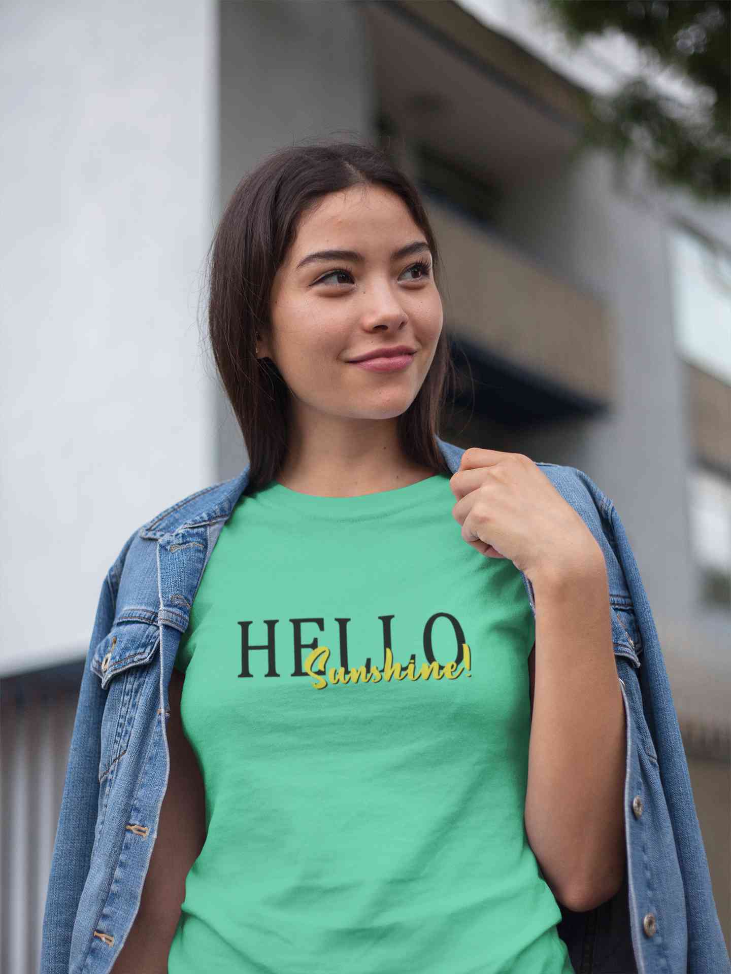 Hello Sunshine Typography Women Half Sleeves T-shirt- FunkyTeesClub